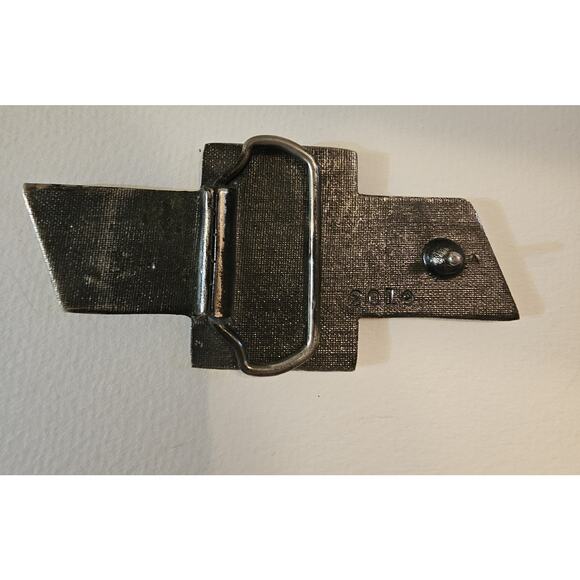 Vintage Brass And Enamel Chevrolet Belt Buckle 1/8 Inch Thick Heavy - Picture 3 of 7